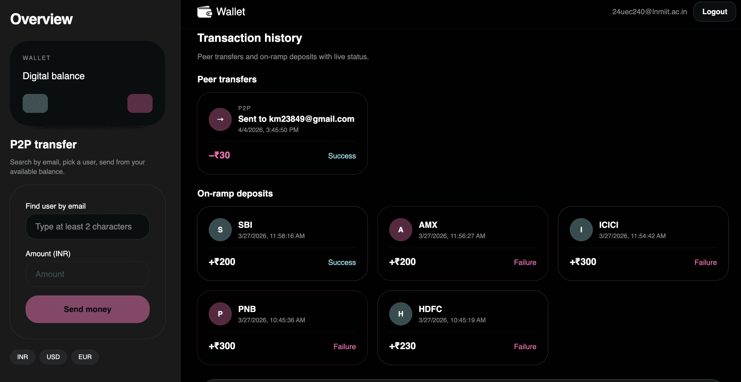 Wallet — interface detail