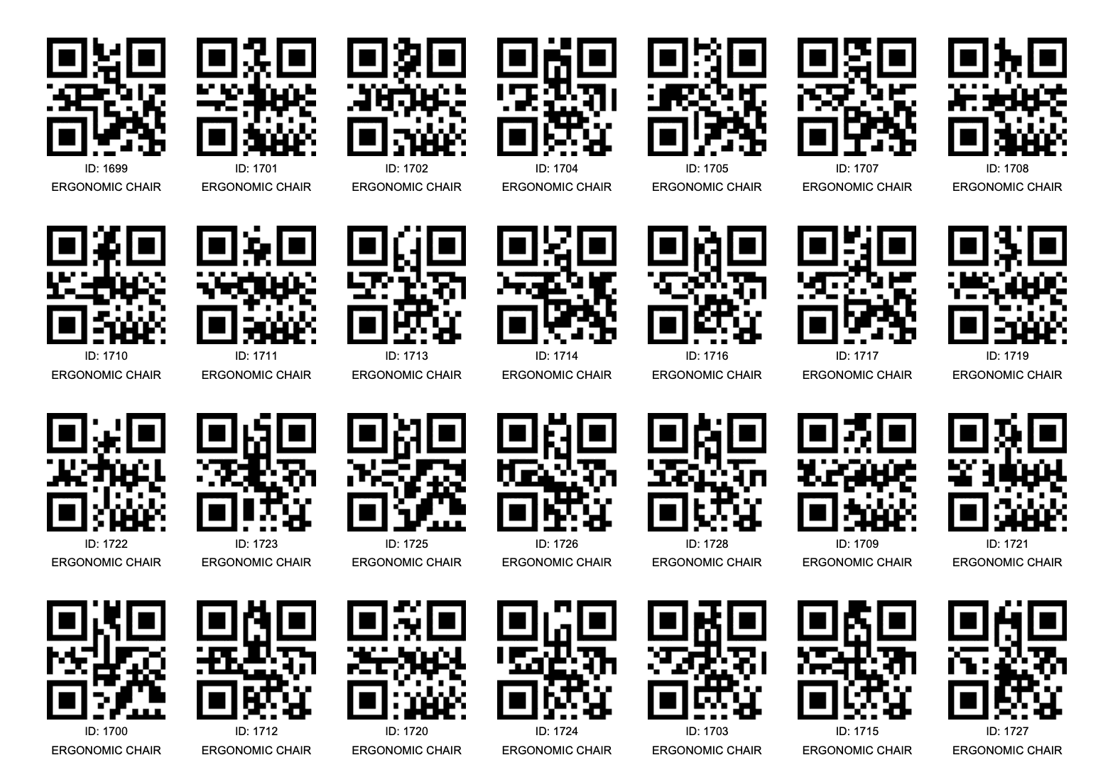 Print QR codes to track items