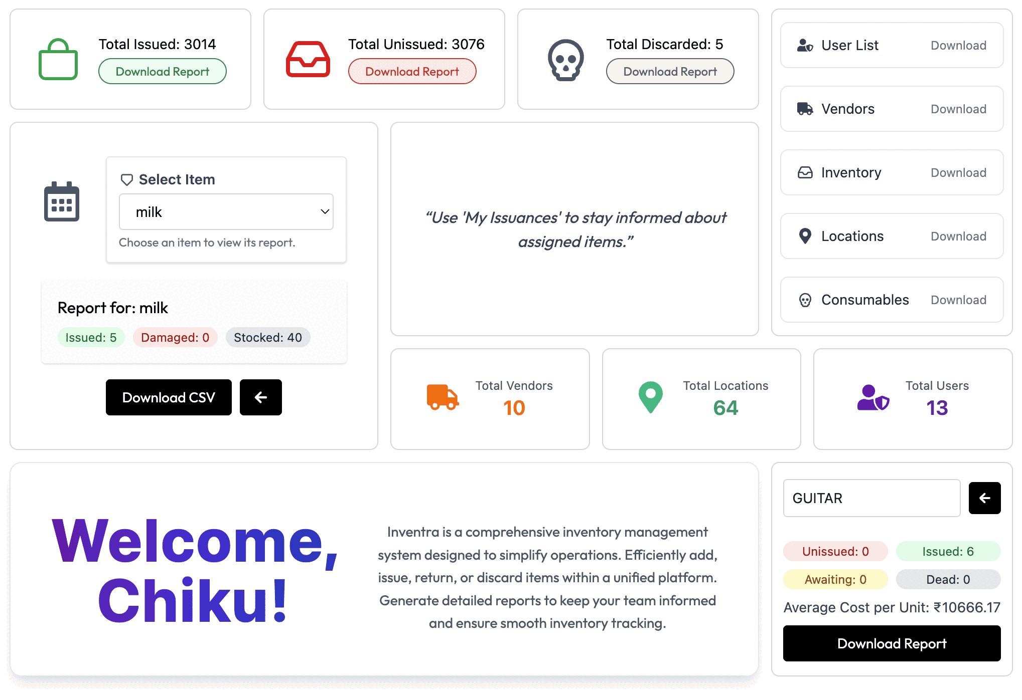 Powerful dashboard with insights and report generation