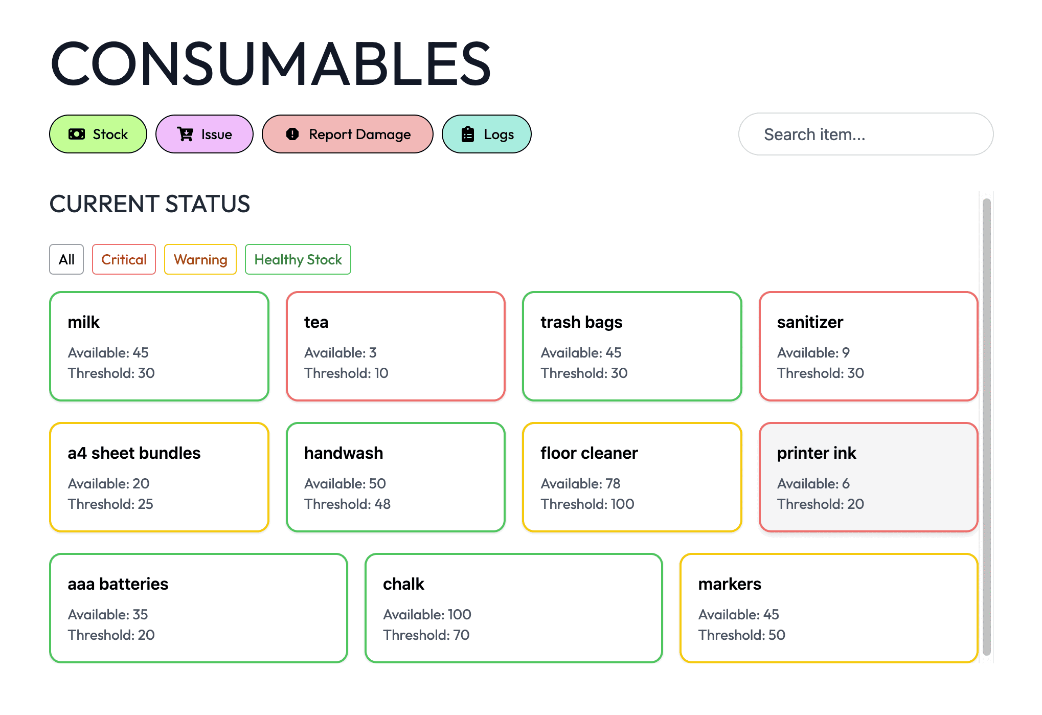 Track and manage consumable inventory efficiently